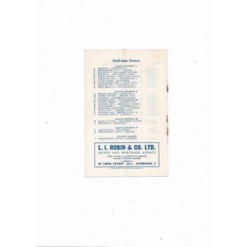 1958/59 Everton v Wolves Football Programme