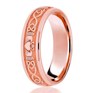 18ct 6mm DIAMOND CUT Claddagh traditional court ring