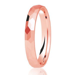 9ct 3mm DIAMOND CUT hammered texture polished finish D shape ring