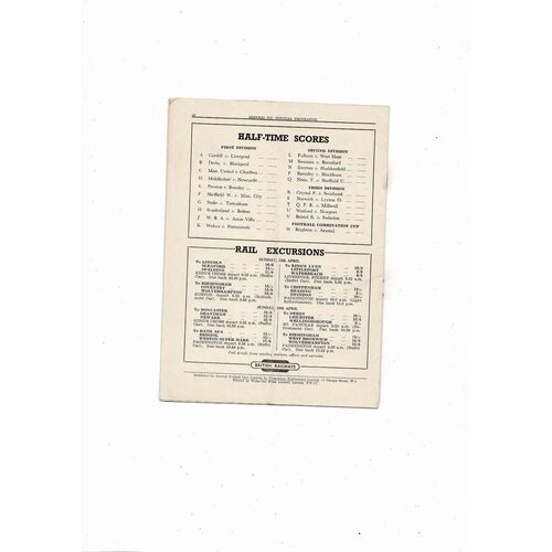 1952/53 Arsenal v Chelsea Football Programme