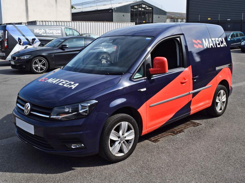 Mateca branded van wrap on Volkswagen Caddy.