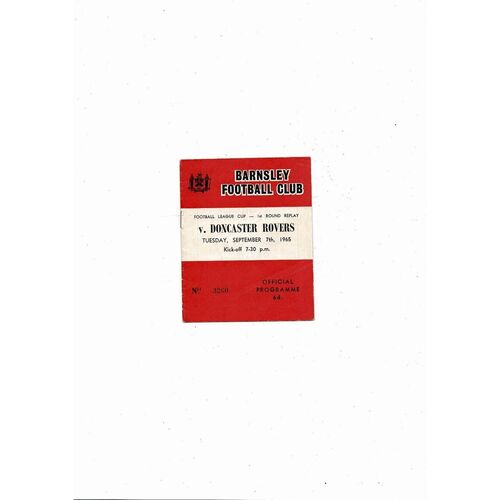1965/66 Barnsley v Doncaster Rovers League Cup Replay Football Programme