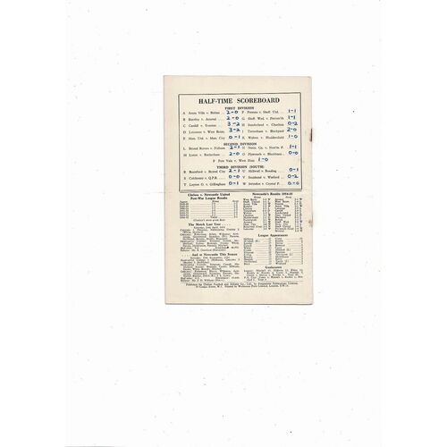 1954/55 Chelsea v Newcastle United Football Programme Championship Season