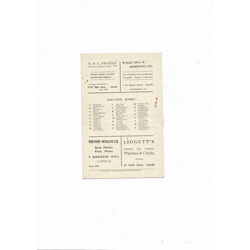 1954/55 Lincoln City v Birmingham City Football Programme
