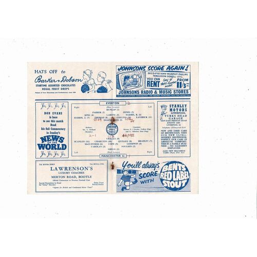 1959/60 Everton v Manchester United Football Programme