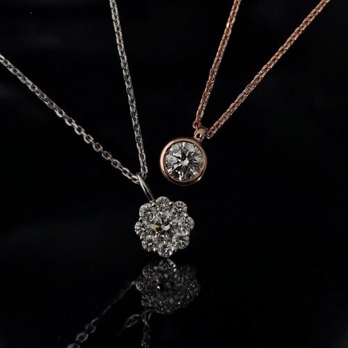 Diamond solitaire necklace in 9ct rose gold