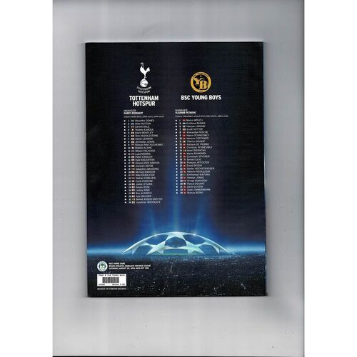 Tottenham Hotspur v BSC Young Boys Champions League Football Programme 2010/11