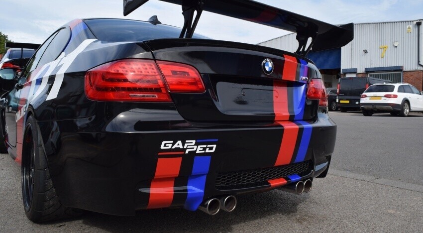 Custom motorsport graphics on a BMW E92 M3