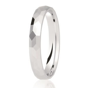9ct 3mm DIAMOND CUT hammered texture polished finish D shape ring