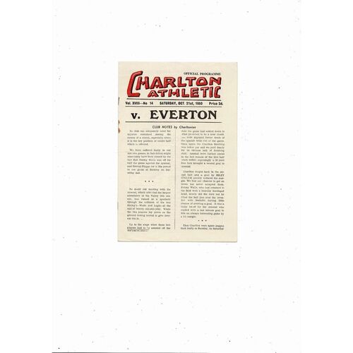 1950/51 Charlton Athletic v Everton Football Programme