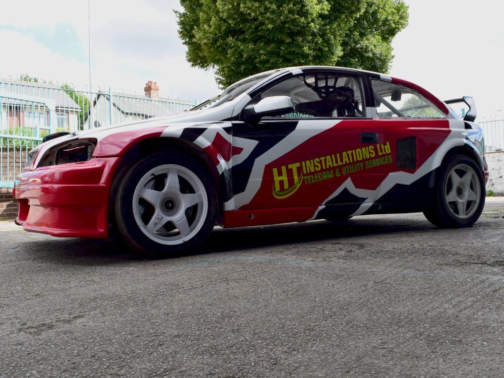 Race car livery and graphics on Vauxhall Astra