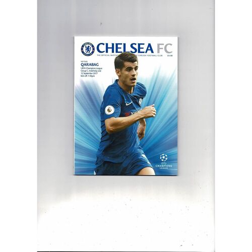 Chelsea v Qarabag Champions League Football Programme 2017/18