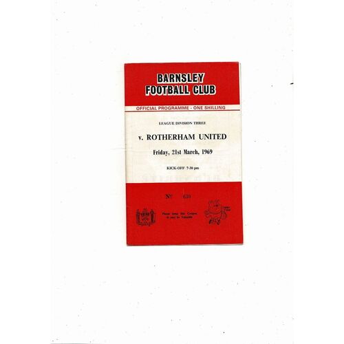 1968/69 Barnsley v Rotherham United Football Programme