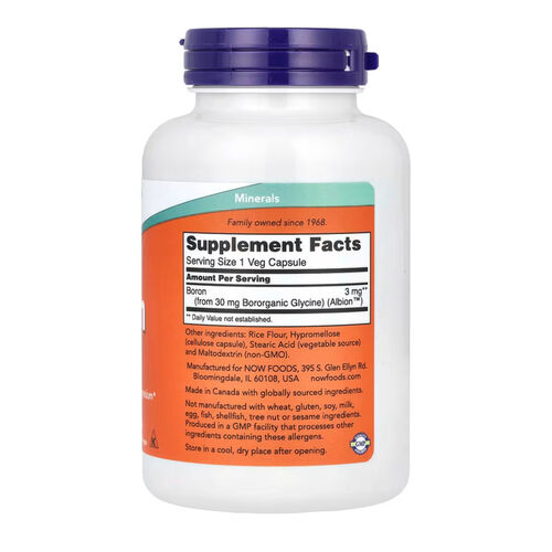 NOW Foods Boron 3mg Bone Support - 100 Veg Capsules