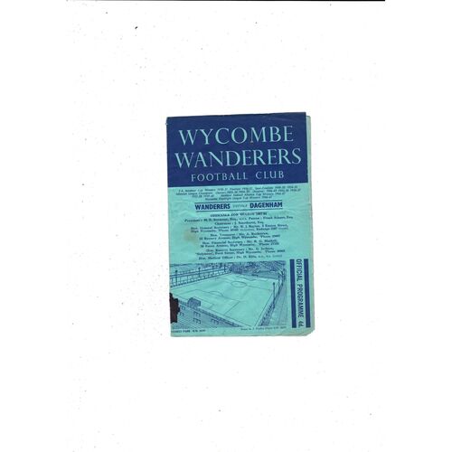 1963/64 Wycombe Wanderers v Dagenham FA Cup Football Programme
