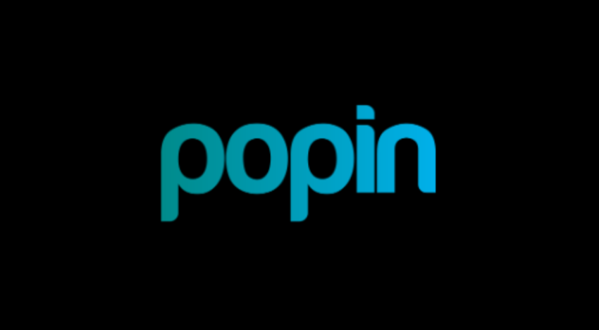 Popin logo on black background.