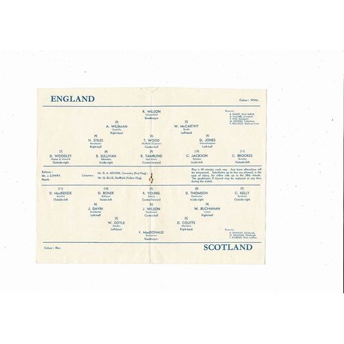 1957 England v Scotland Schools International Football Programme @ Sheffield Wednesday