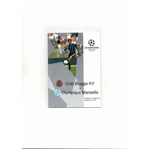 Club Brugge v Olympique Marseille UEFA Champions League Football Programme + insert 1992/93