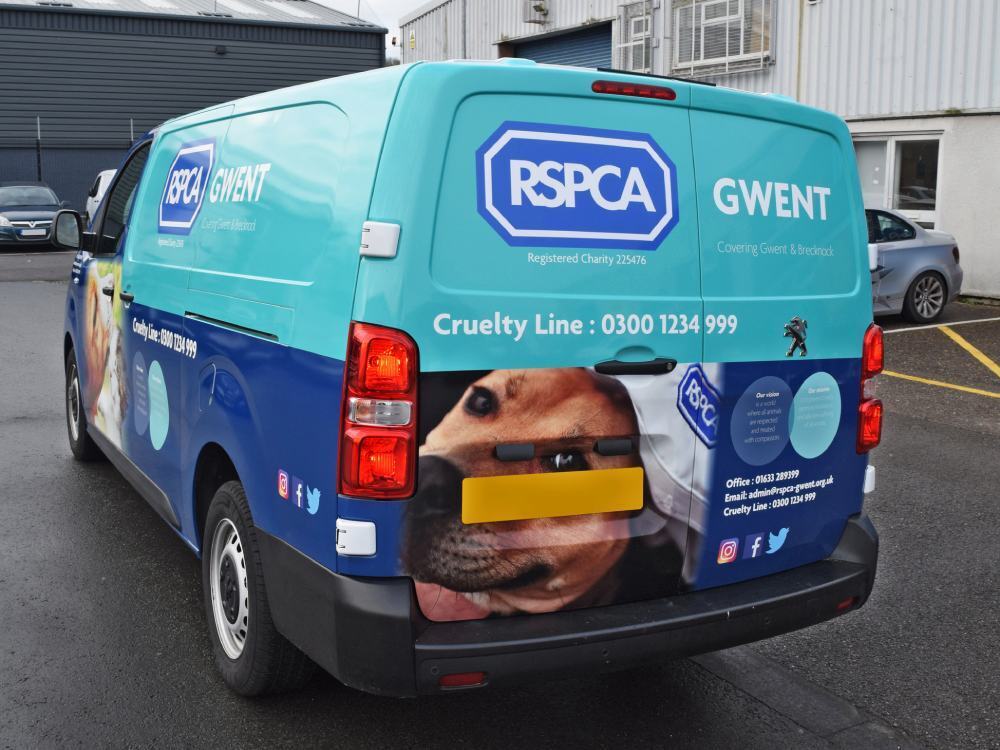 RSPCA vehicle wrap on a Peugeot Expert van.
