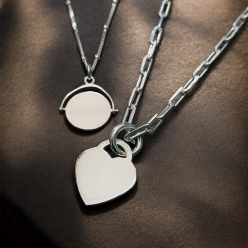 Sterling silver secret spinner pendant with satellite chain