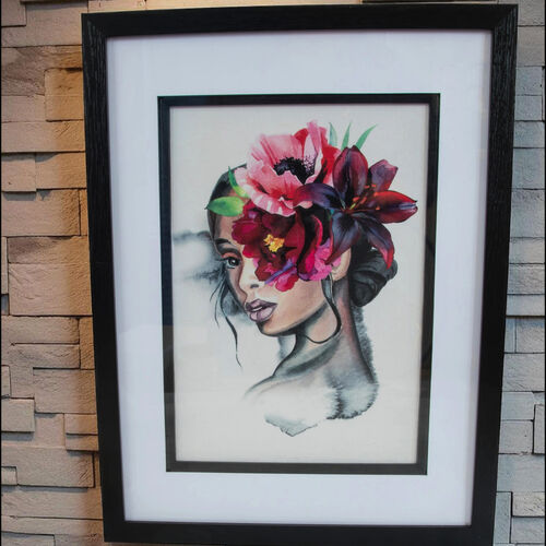 Decoupage Woman with Lillies & Anemones