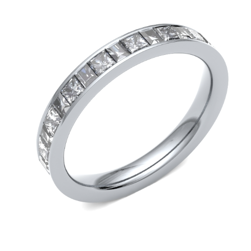 18ct 3.1mm DIAMOND SET princess and baguette channel