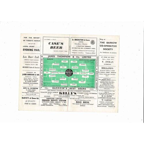 Barrow v Manchester United Lancashire Senior Cup Football Programme 1967/68 Feb