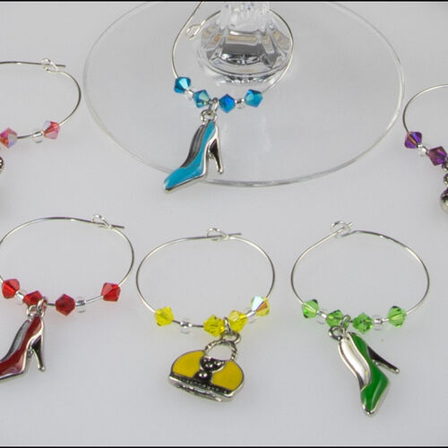 Enamel Boutique Wine Glass Charms - set 6
