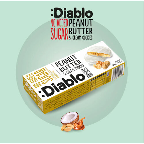 Diablo Diabetic No Added Sugar Peanut Butter & Cream Cookies 100g