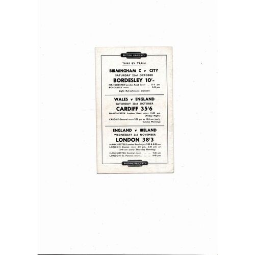 1955 England B v Yugoslavia B Football Programme @ Manchester City