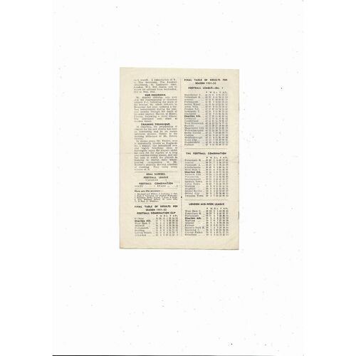 1952/53 Charlton Athletic v Portsmouth Football Programme