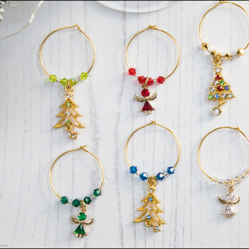 Christmas Angels & Trees Wine Glass Charms