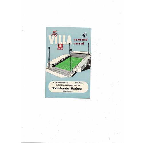 1964/65 Aston Villa v Wolves FA Cup Football Programme