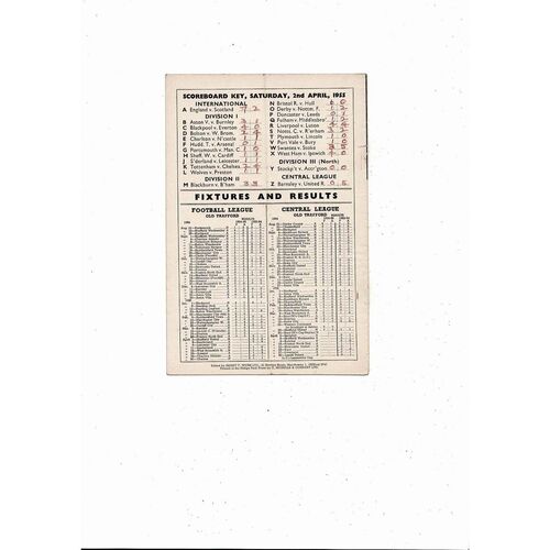 1954/55 Manchester United v Sheffield United Football Programme