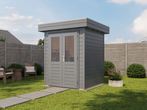 1.8mtr x 1.8mtr 28mm walled Flat Roof Cabin