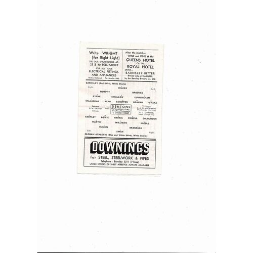 1964/65 Barnsley v Oldham Athletic Football Programme