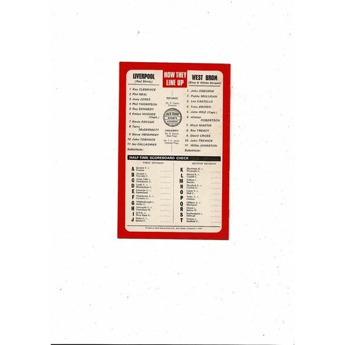 1976/77 Liverpool v West Bromwich Albion Football Programme