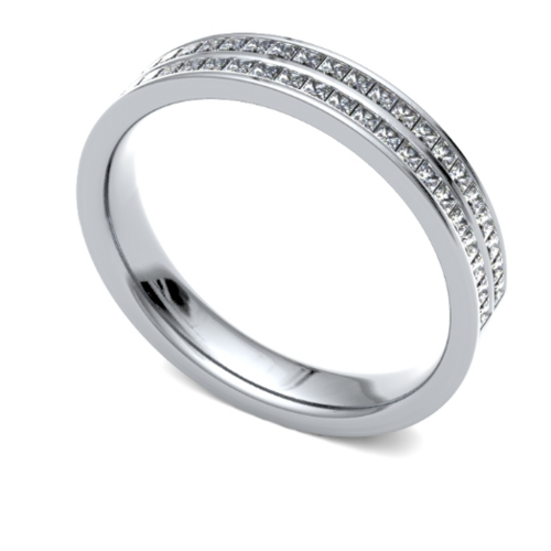 9ct 4mm DIAMOND SET double row princess cut channel