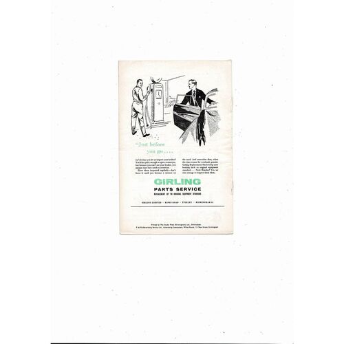 1958/59 Birmingham City v Preston Football Programme