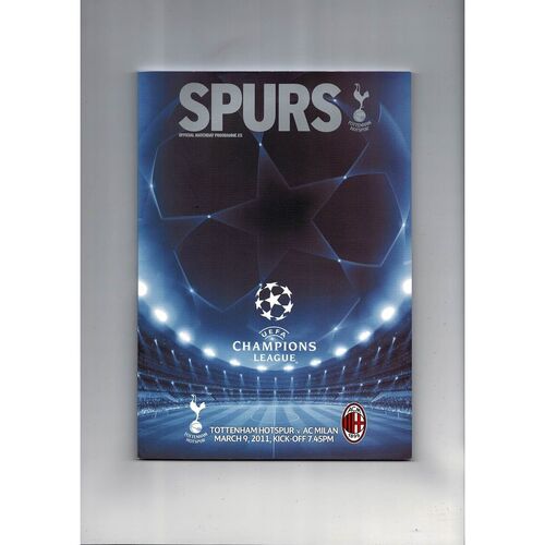 Tottenham Hotspur v AC Milan Champions League Football Programme 2010/11