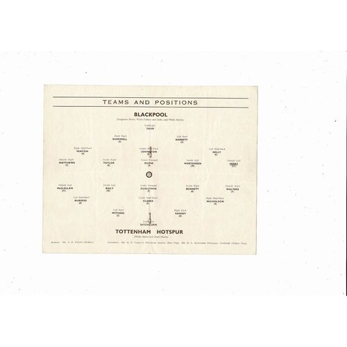 1953 Blackpool v Tottenham Hotspur FA Cup Semi Final Football Programme