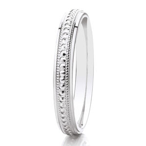 18ct 3mm DIAMOND CUT beaded mille-grain ring