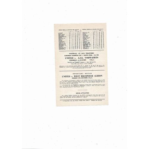 1962/63 Manchester United v Bury Central League Football Programme