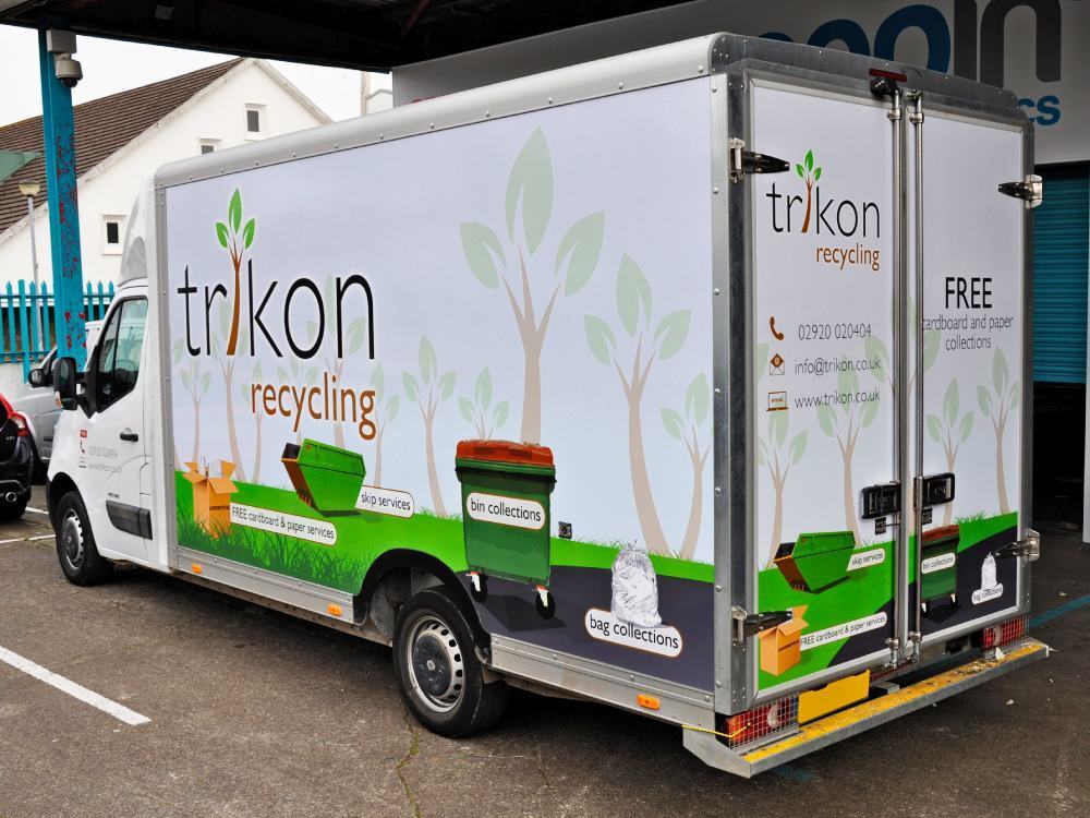 Branded van wrap on company Renault Master vehicle.