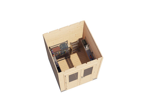 1.8mtr x 1.8mtr 28mm walled Flat Roof Cabin