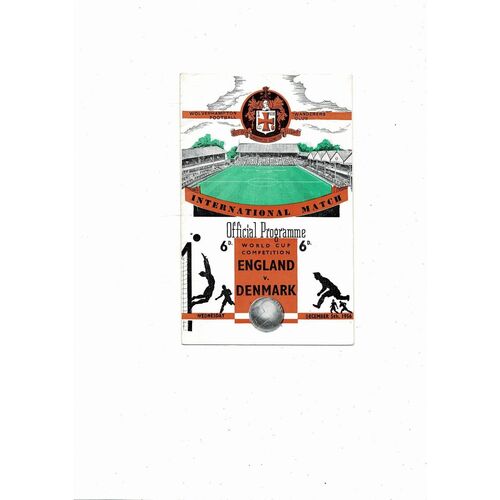 1956 England v Denmark World Cup Football Programme @ Wolves