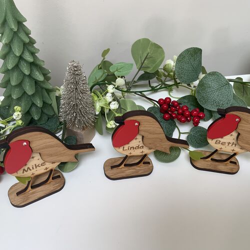 Robin Family Freestanding Christmas Decoration