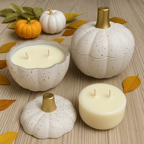 White & Gold Pumpkin Candle Refill – Eco-Friendly, Pet Safe & Sustainable