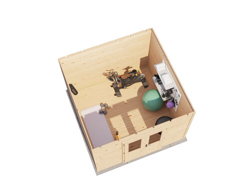 3.0mtr x 3.0mtr 28mm walled Flat Roof Cabin