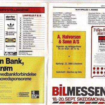 Lillestrom SK v Linfield European Cup Football Programme 1987/88